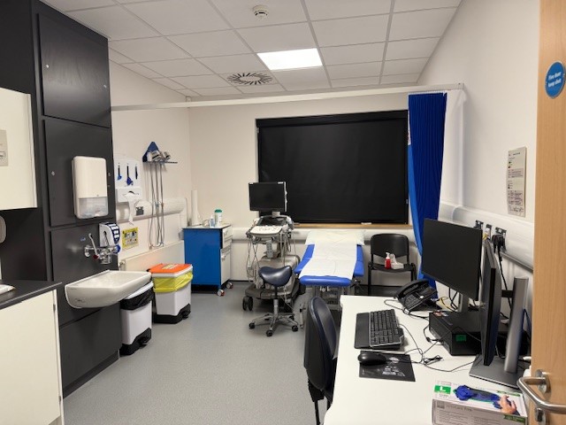 A clinical ultrasound room
